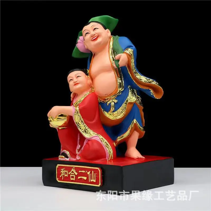 Hehe Ersheng Idol Resin Buddha Statue Household Wedding Gift for Hehe Ersheng Jie