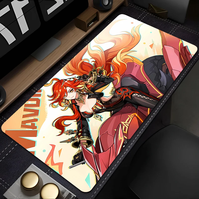 Genshin Impact Mavuika Mousepad Computer New Keyboard Pad Mouse Mat Gamer Soft Office Carpet Table Mat Desktop Big Mouse Pad