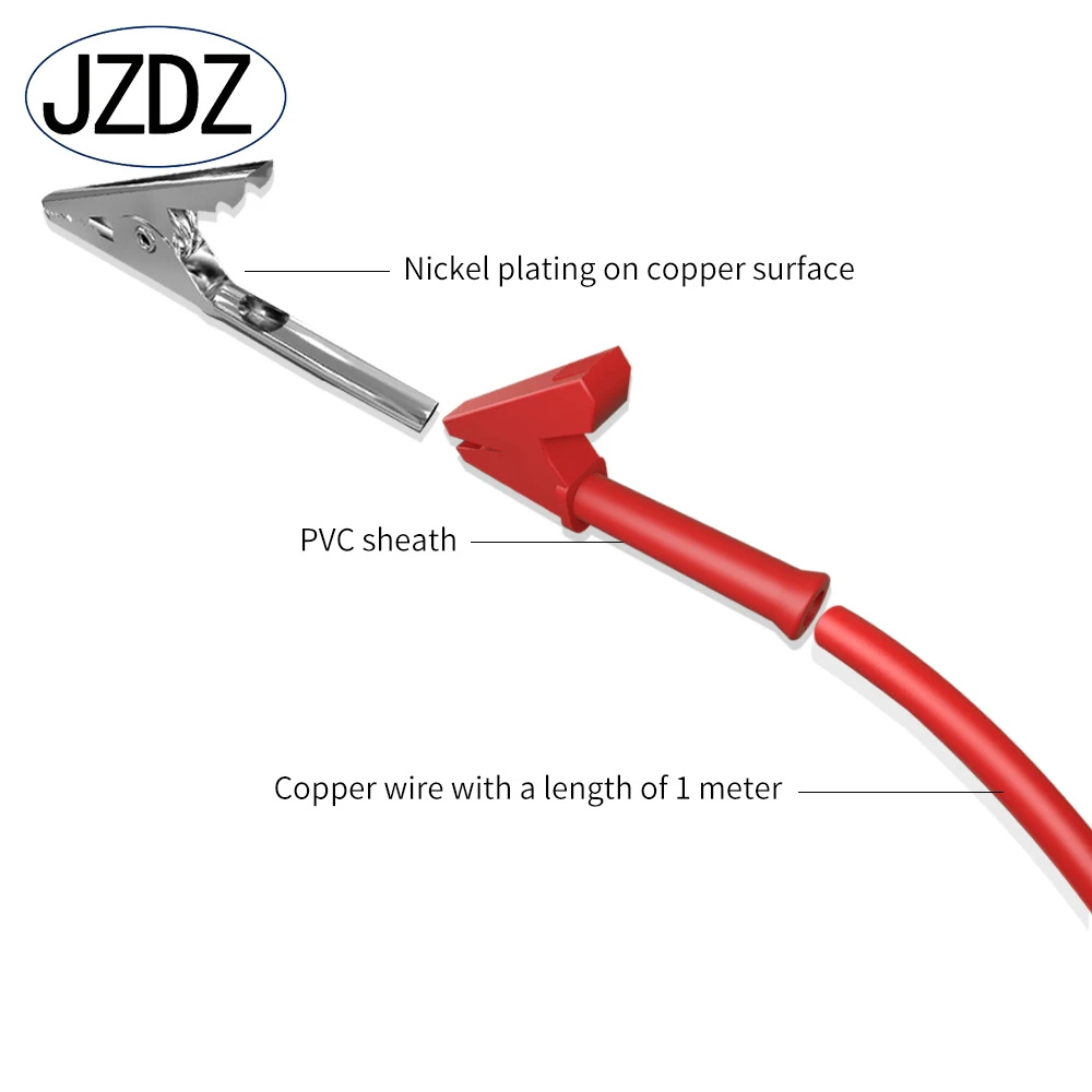 JZDZ 2pcs 4mm Banana Plug to Alligator Clip Multimeter Test Leads Cable Line Jumper Wire 1m/3.3ft  Red Black  J70054-1-RB
