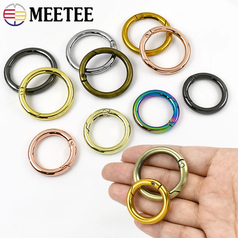 

5/10Pcs Meetee 10-50mm Metal O Ring Buckle Bag Strap Dog Collar Connect Clasp Keychain Openable Spring Snap Hook DIY Accessories