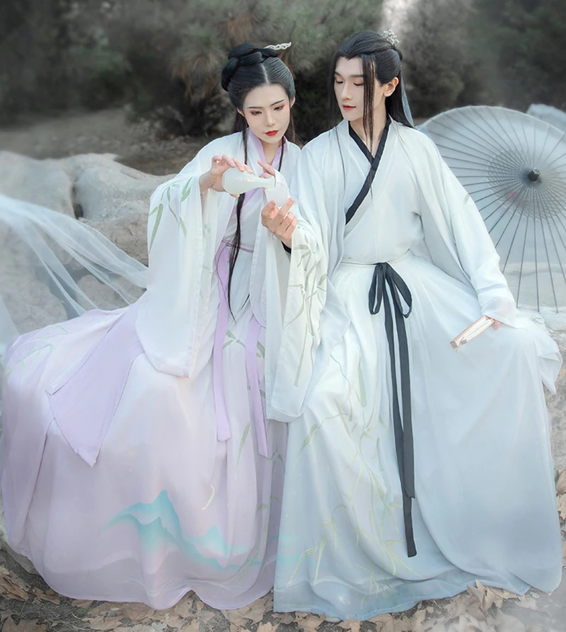 

Men Hanfu Costume Chinese Traditional Hanfu Couples Cosplay Costume Dance Dress Blue Gray Purple Halloween Outfits For Men Women