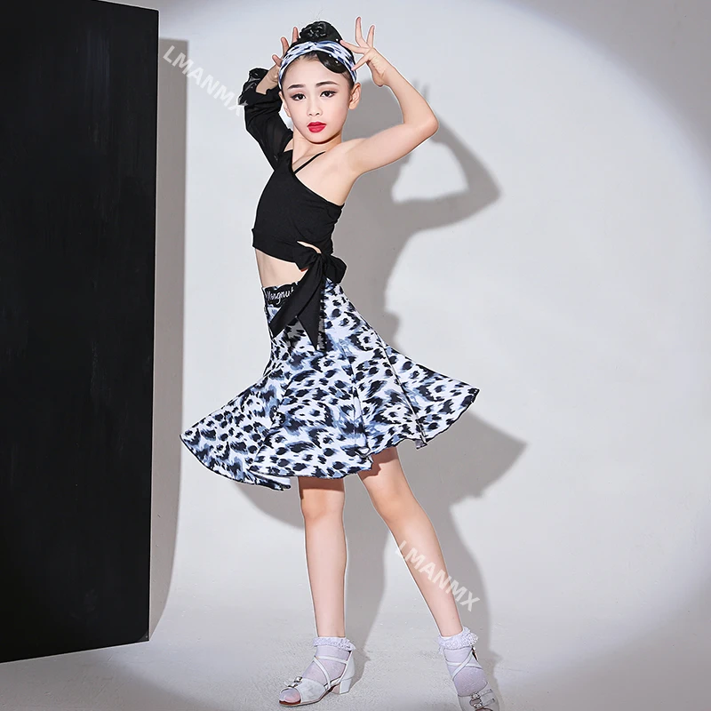 Kids Dresses for Girls Latin Dance Dress Short Sleeve Ballroom Competition Practice Solid Tango Stage Performance Costumes