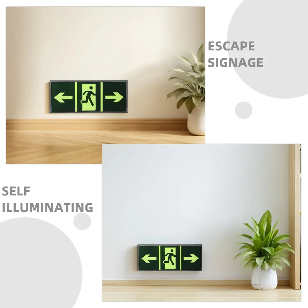 4Pcs Self Luminous Safety Exit Sign Night Glow Decals Emergency Evacuation Indicator Wall Stickers Exit Sticker