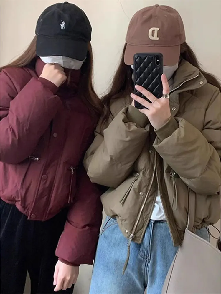 

Женская утепленная хлопковая куртка на молнии, зимняя теплая верхняя одежда, модная, свободного кроя, укороченная, цветная