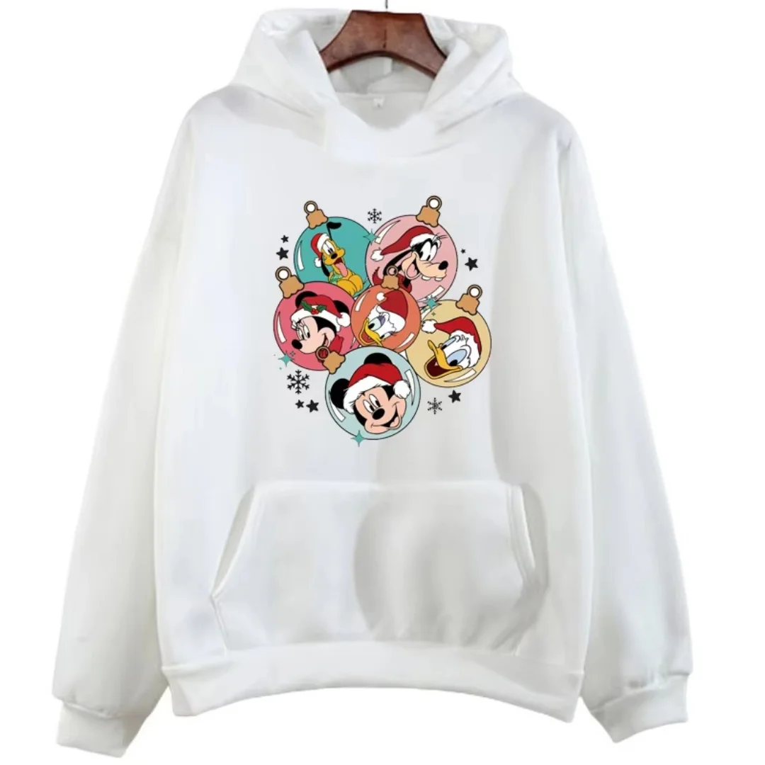 Disney Mickey Mouse und Donald Duck Weihnachts-Grafik-Hoodie, reine Baumwolle, Frühling und Herbst, vielseitiger Y2K-Hoodie für Herren und Damen