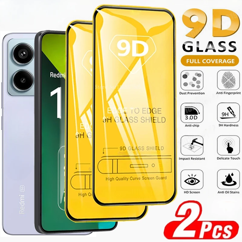 2PCS Screen Protector For Xiaomi Redmi Note 12 13 10 9 8 11 Pro Full Cover Tempered Glass Redmi 13C Turbo 3 Note 12S 11S 10S 9S