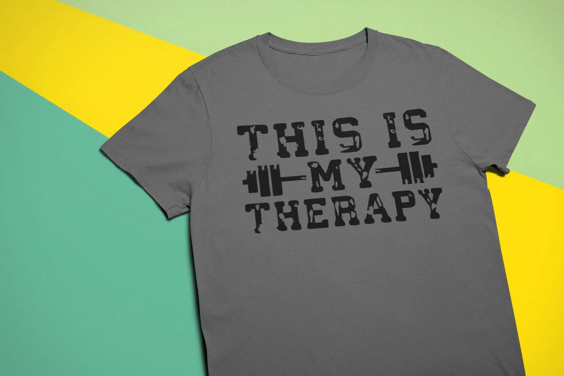 This Is My Therapy T Shirt Weight Lifter Funny Gym Workout Fitness Body Builder Inspirational