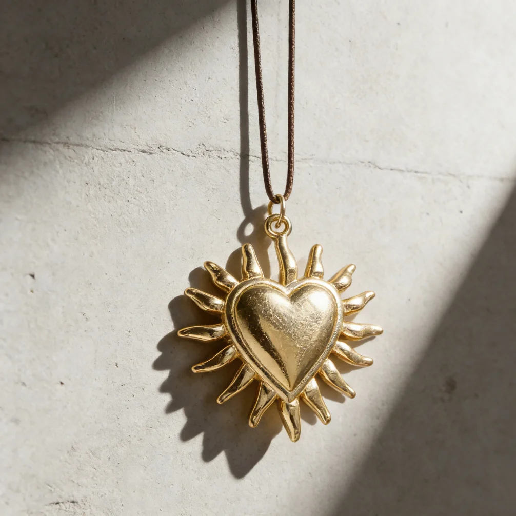 

2Pcs Pendants Gold Plated Retro Sun Heart Style Charms for DIY Jewelry Necklace Bracelet Daily Wear Party Decoration Accessories