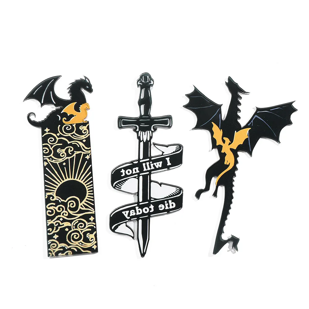 

Black Dragon Bookmark Acrylic Bookmarks Durable Reading Accessories Book Lover Gifts Aesthetic Stationery School Supplies