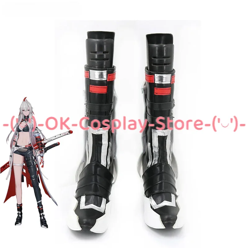 Spiel grau Rabe Bestrafung Cosplay Schuhe High Heel Pu Lederschuhe Halloween Karneval Stiefel Cosplay Prop nach Maß