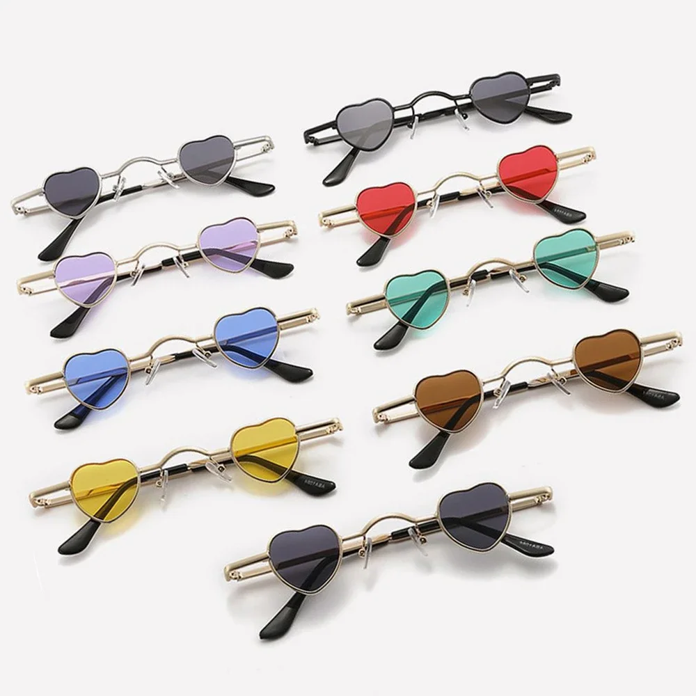 New Design Mini Sunglasses Women Men Ultra-small Heart Shape Metal Frame Sun Glasses Shades Fashion Vintage Hip Hop Punk Eyewear