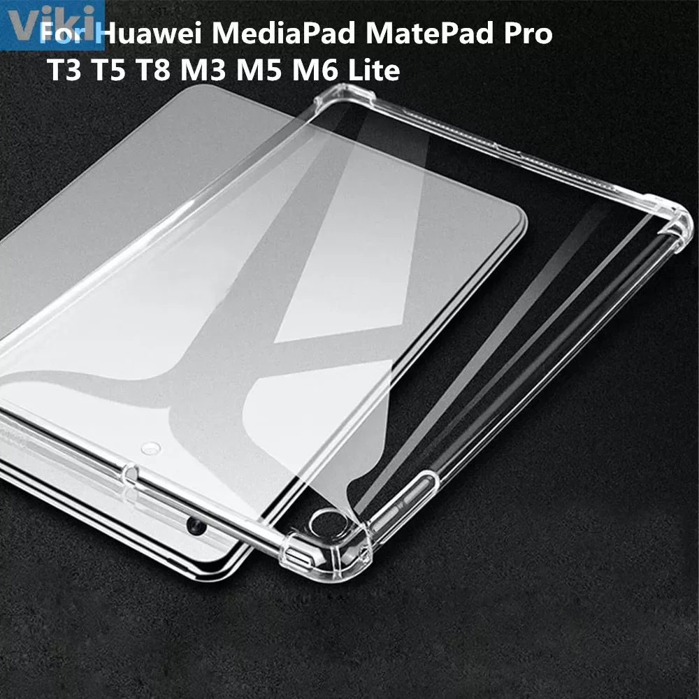 

Противоударный силиконовый чехол для Huawei MediaPad MatePad Pro T3 T5 T8 M3 M5 M6 Lite 7,0 8,0 8,4 10,1 10,4 10,8, прозрачный чехол