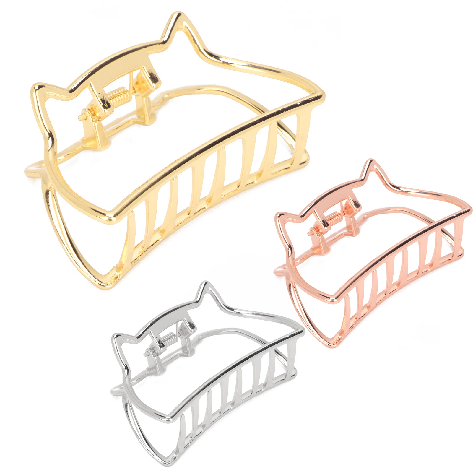 مشبك شعر مقاطع معدنية على شكل قطة عقد غير قابل للانزلاق على شكل قطة مشابك فكية حامل شعر للارتداء اليومي والحفلات وأعياد الميلاد #3