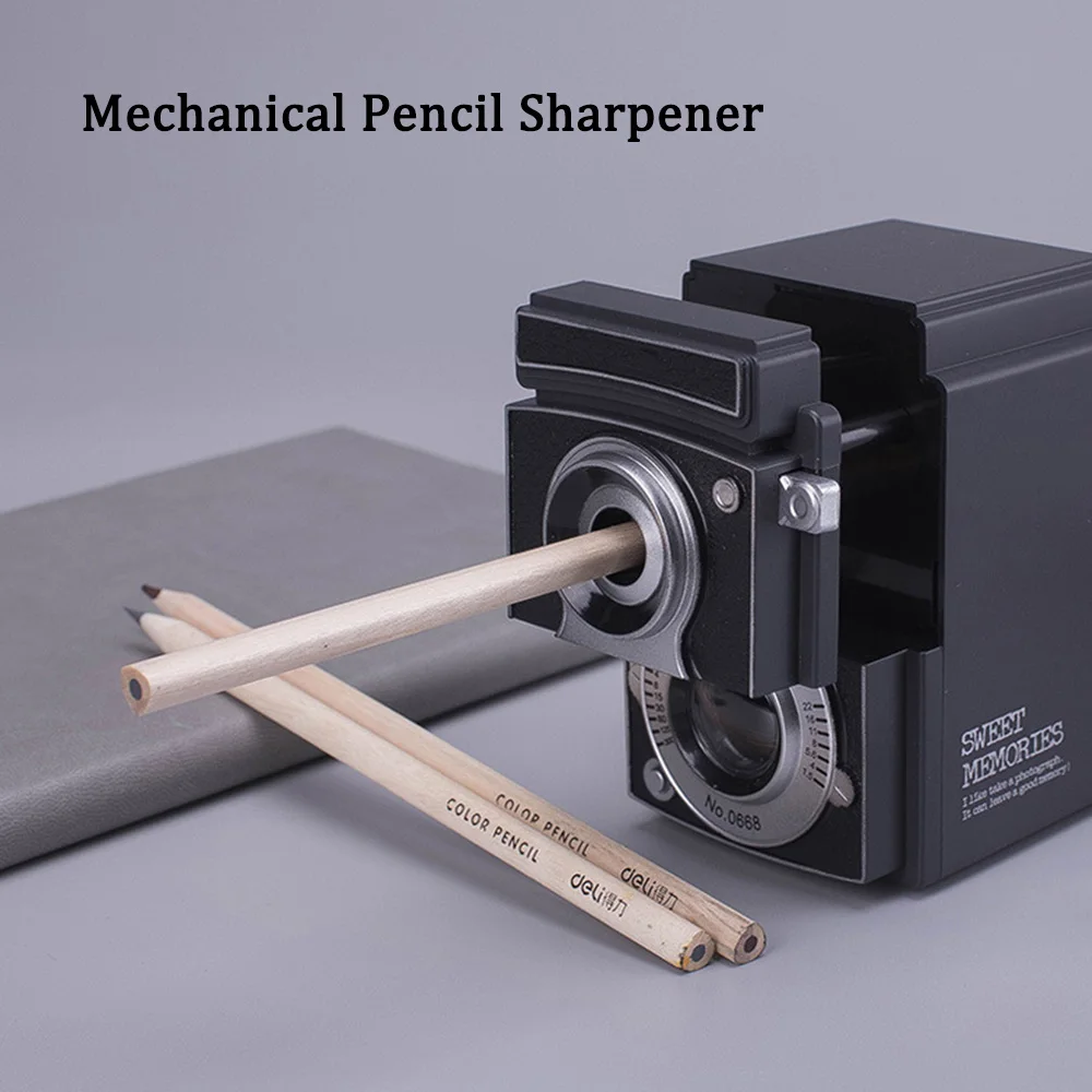 2025 Hot Mechanical Pencil Sharpener Innovative Manual Pencil Sharpening Tool Camera Design School Stationery for Student