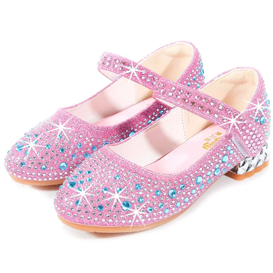 Ariel-Chaussures de princesse sirène pour enfants, Elsa, paillettes de diamant, sandales d\'Halloween, chaussures de spectacle en cristal, fête