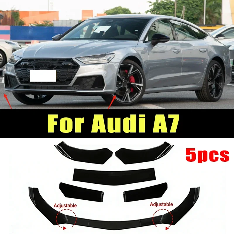 

5Pcs ABS Material Universal Car Front Bumper Separator Bumper Lip Body Kit Duck Lip Separator For Audi A7 Car Accessories