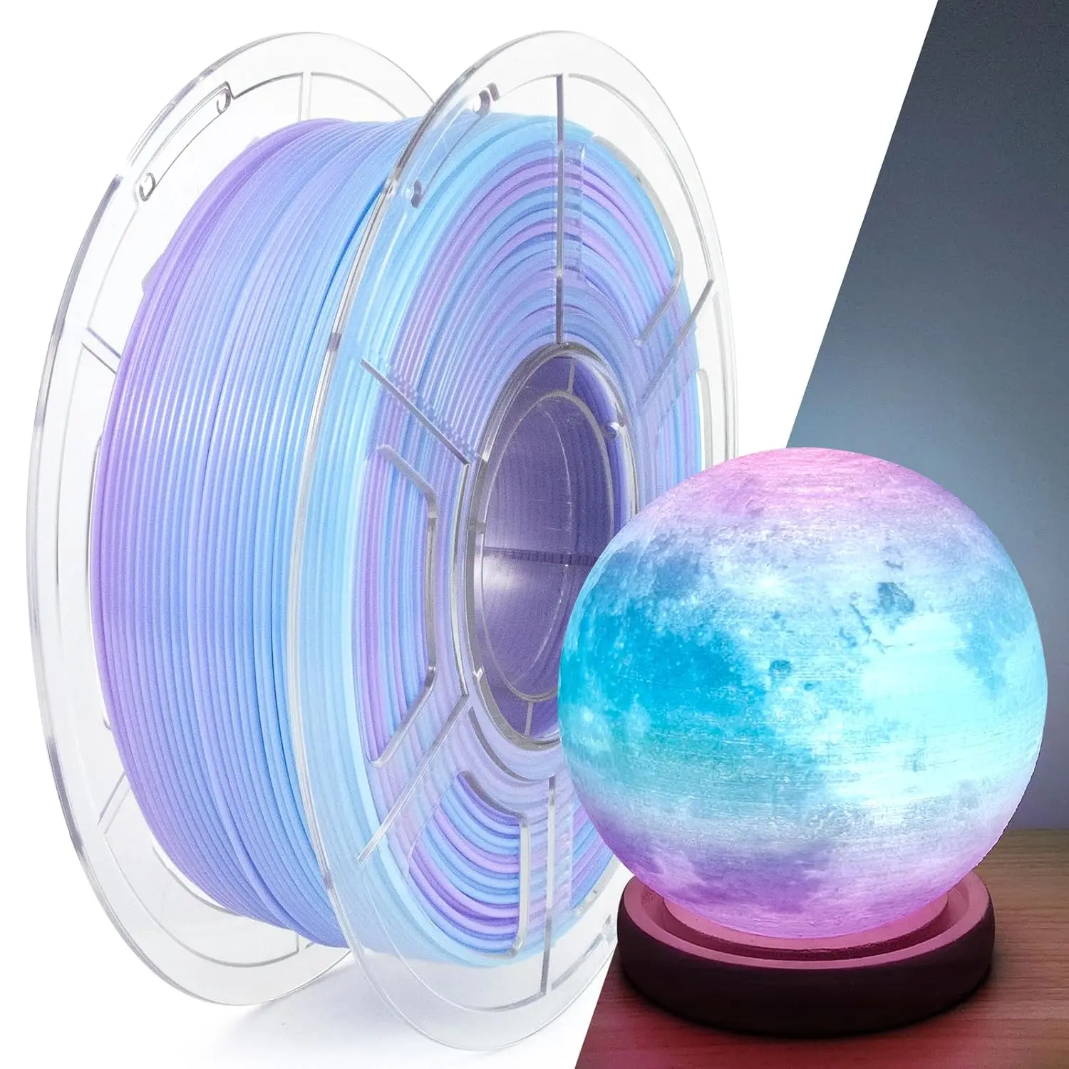 

Translucent Dual Color Gradient Blue to Purple PETG Filament 1.75mm, High-Speed Up to 600mm/s for Artistic Creations