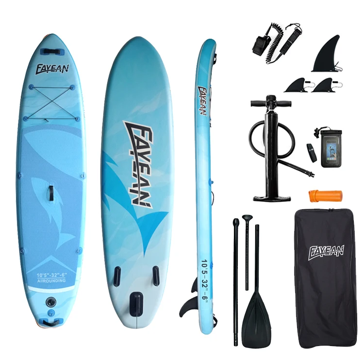 Fayean 2025 Blue Kids Adult Plastic Sup Board Electric Jet Fins Surf Surfboard Sup Paddle Board With Clear Window