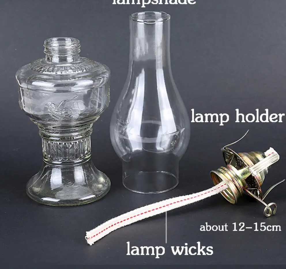 MEMEOKON L555 Glass Lampshade Kerosene Lamp Wick Classic Retro Home Decor Lighting Accessories