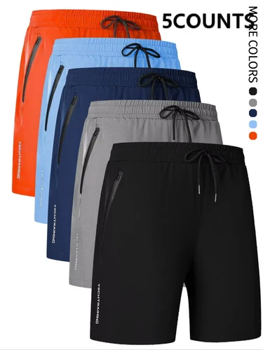 Imagen 2 del producto Pantalones cortos de cinco piezas para hombre, deportes, fitness, natación, con bolsillos con cremallera, secado rápido, casual, transpirable, pantalones cortos con cordón, adecuados para deportes al aire libre de verano, entrenamiento físico, ocio en el hogar, vacaciones en la playa