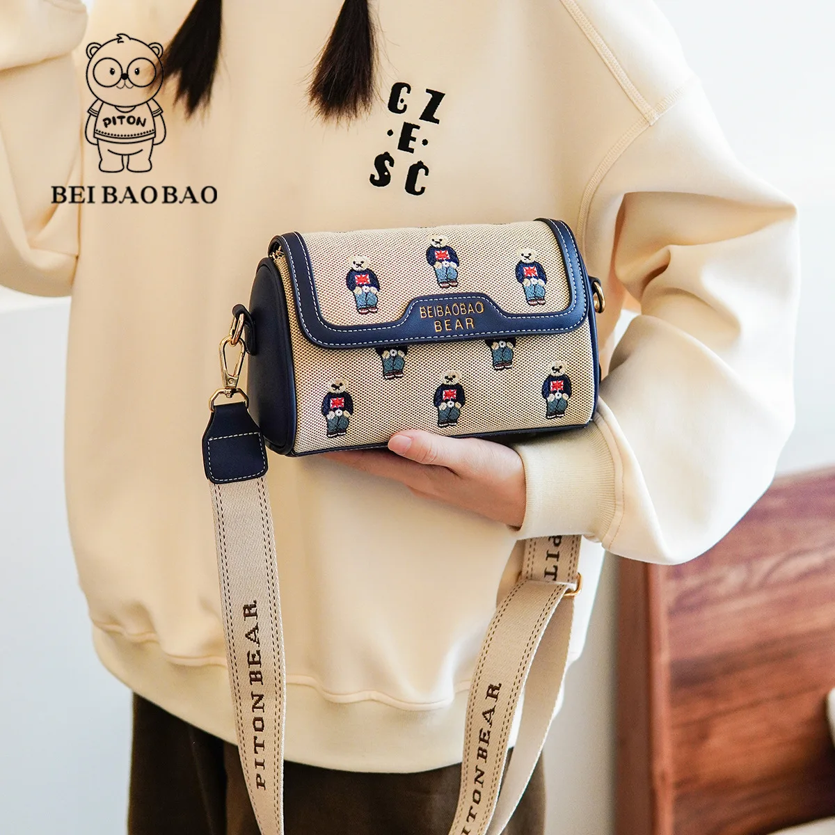 beibaobao 2024 New Single Shoulder Bag Crossbody Bag Fashion Art Embroidered Pillow Bag Korean Handbag Bolso de mujer