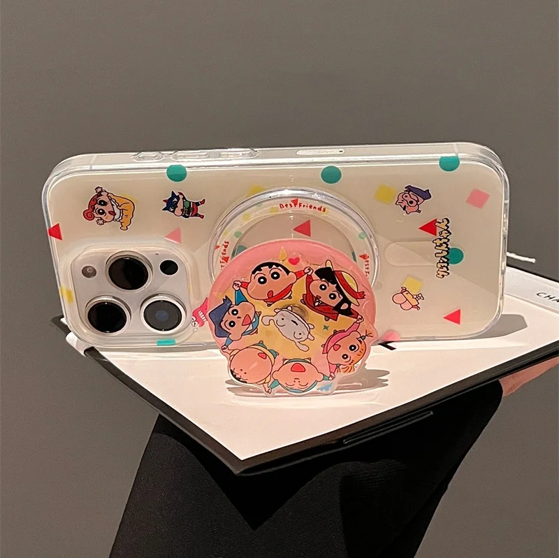 

Cute cartoon Crayon Shin -chan Geometry polka dot Magsafe Wireless Charging Case for iPhone 13 14 15 16 Pro Max Magnetic Holder