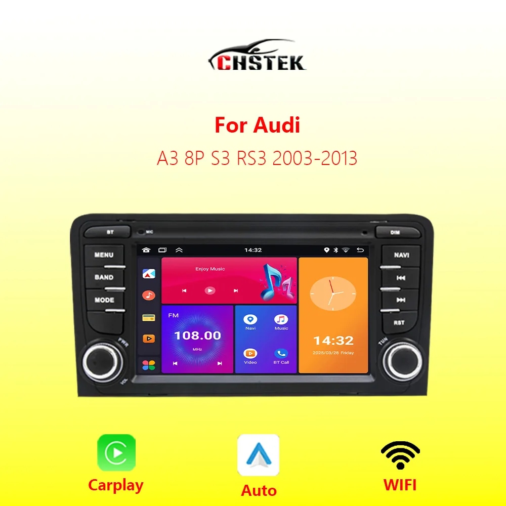 Car Radio Carplay GPS For Audi A3 8P S3 RS3 Sportback 2003-2013 Android Auto Navigation Bluetooth WIFI Multimedia Player CHSTEK