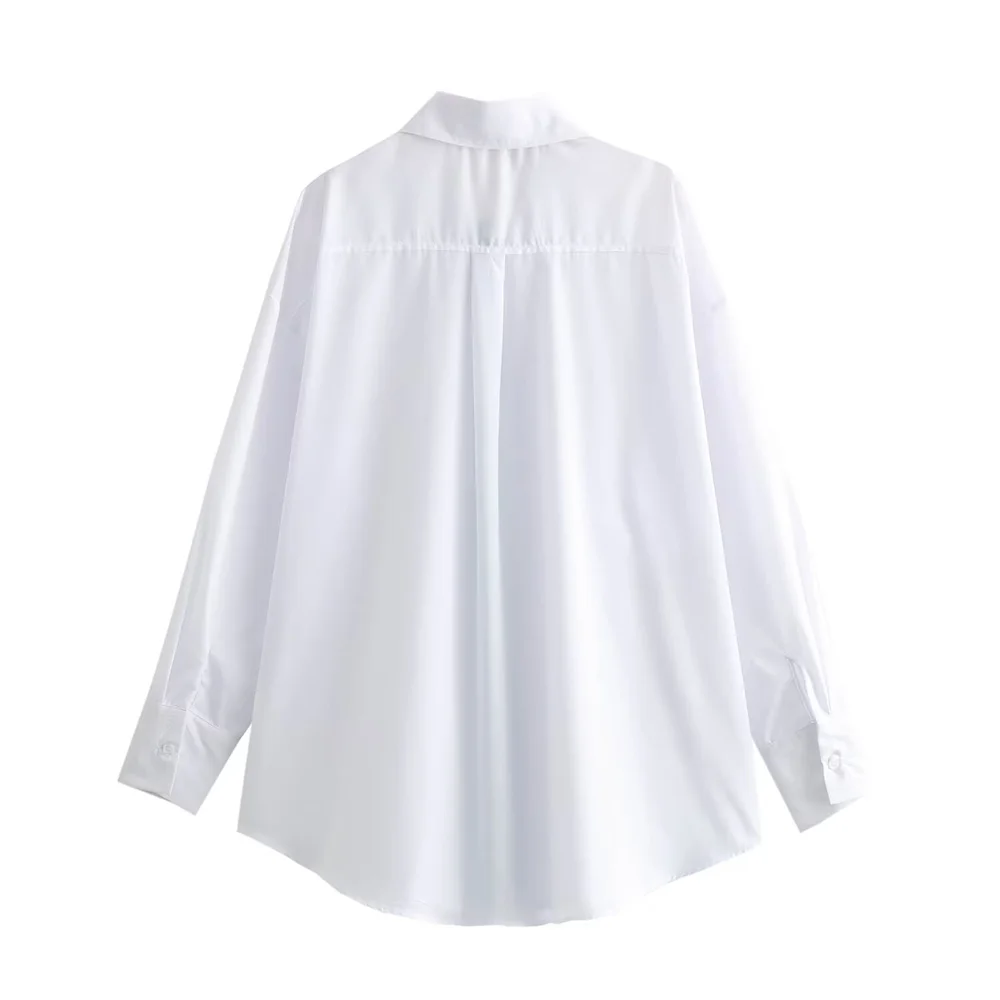 เสื้อเชิ้ตผู้หญิงแฟชั่นสไตล์ใหม่รับฤดูใบไม้ผลิ ทรงหลวม แขนยาว ตัดต่อสีตัดกัน พร้อมซิป