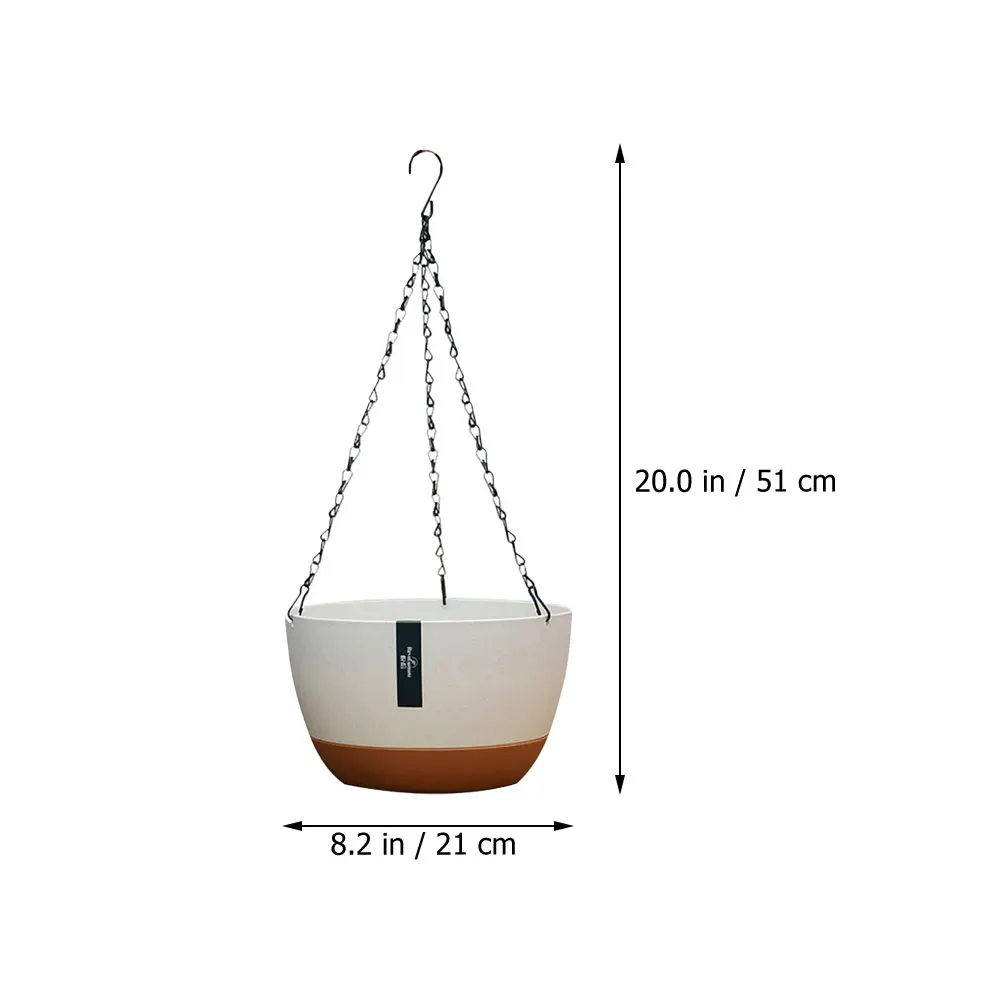 2 Sets Hanging Basket Type Flowerpot Garden Plastic Pots Outdoors Planter Chain Plants Metal Container Large Hanging Flower Pot