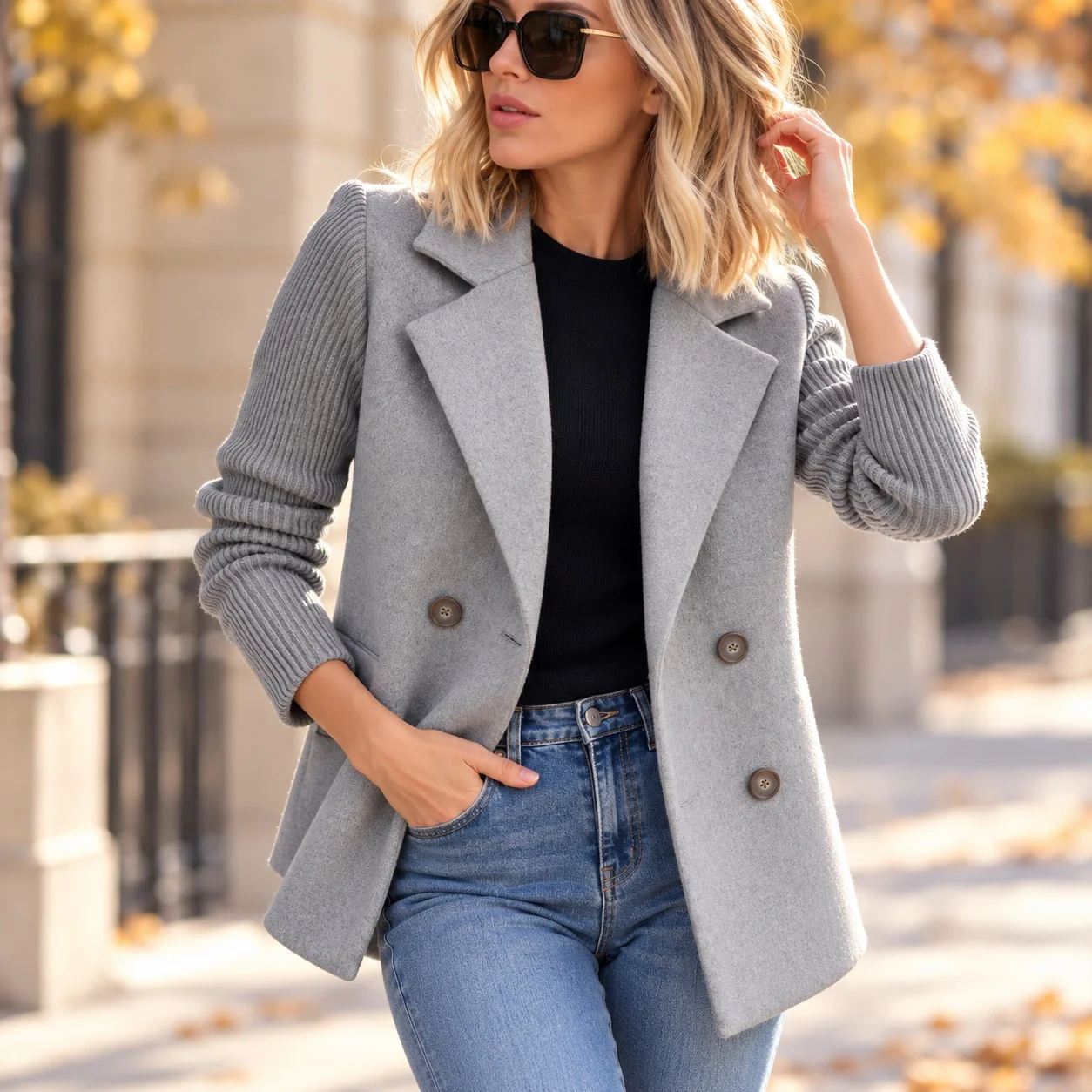 Casual Patchwork Top Regular Fit with Notched Lapel Long Sleeve Japanese Korean Casual Regular Length Elegant Women Autumn Coat