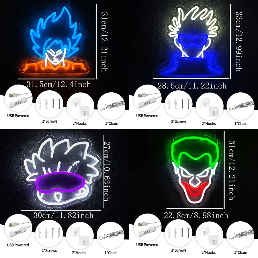 Anime Series Neon Sign For Wall Decor,Led Neon Light For Dorm,Game Room Decor,Bedroom,Man Cave,Party,Gifts For Teens,USB Powered