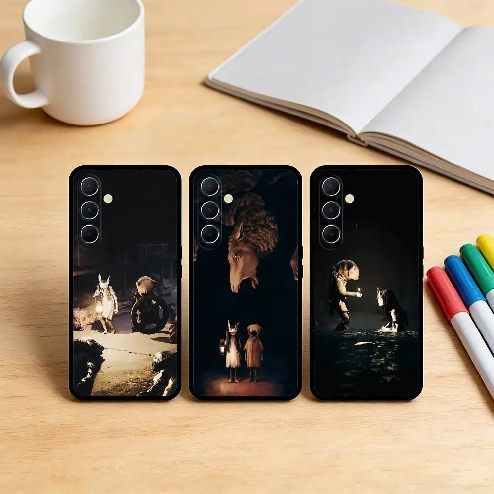 AAA Rabbit Mask and Sack Head Phone Case For Samsung S26,S25,S24,S21,S22,S23,S30,Ultra,S20,Plus,Soft Black Shell