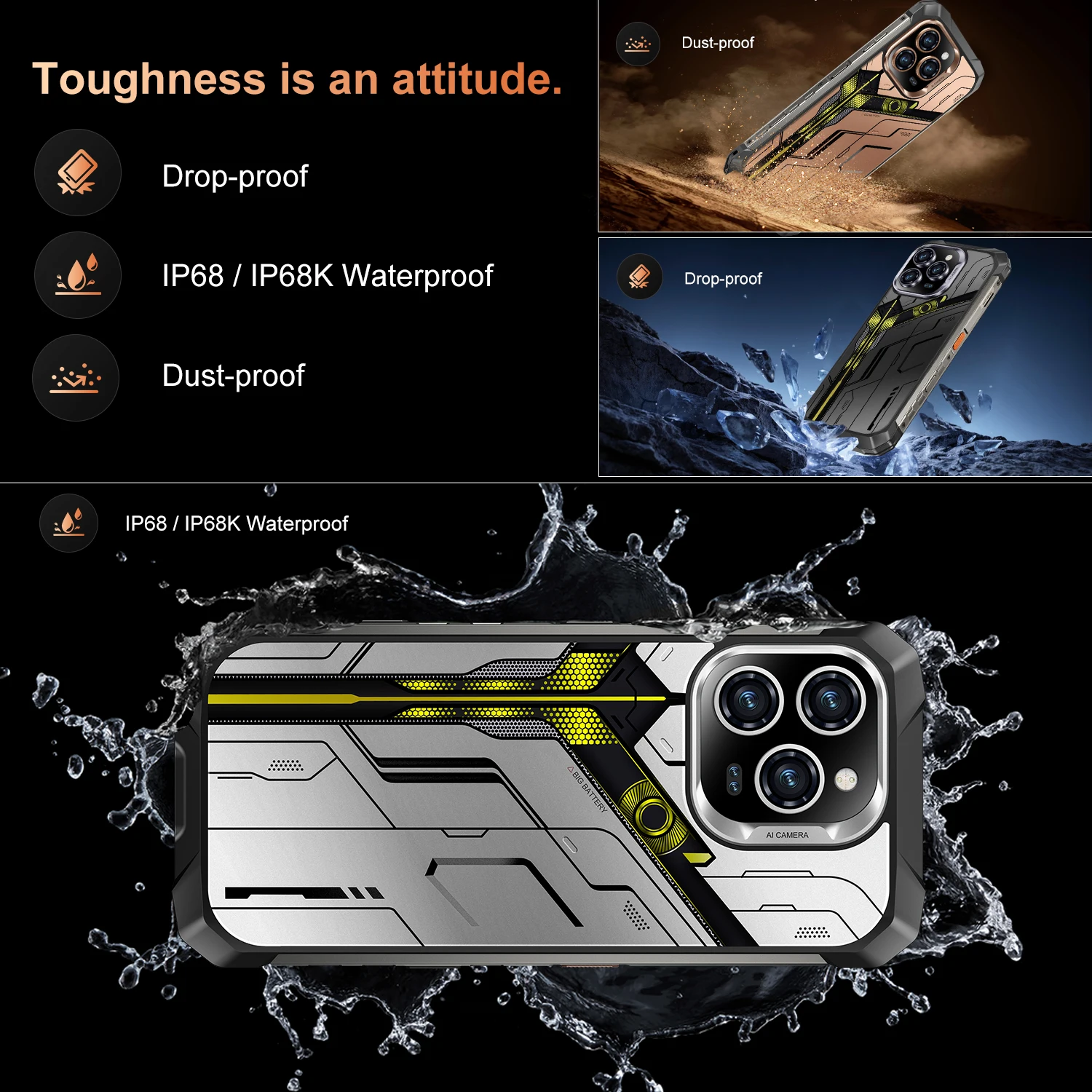 هاتف IVMI 17PROMAX متين يعمل بنظام أندرويد 15 بشاشة 7.2 بوصة HD + شاشة 24 جيجابايت + 256 جيجابايت رام كاميرا 108 ميجابكسل هاتف 10000 مللي أمبير في الساعة