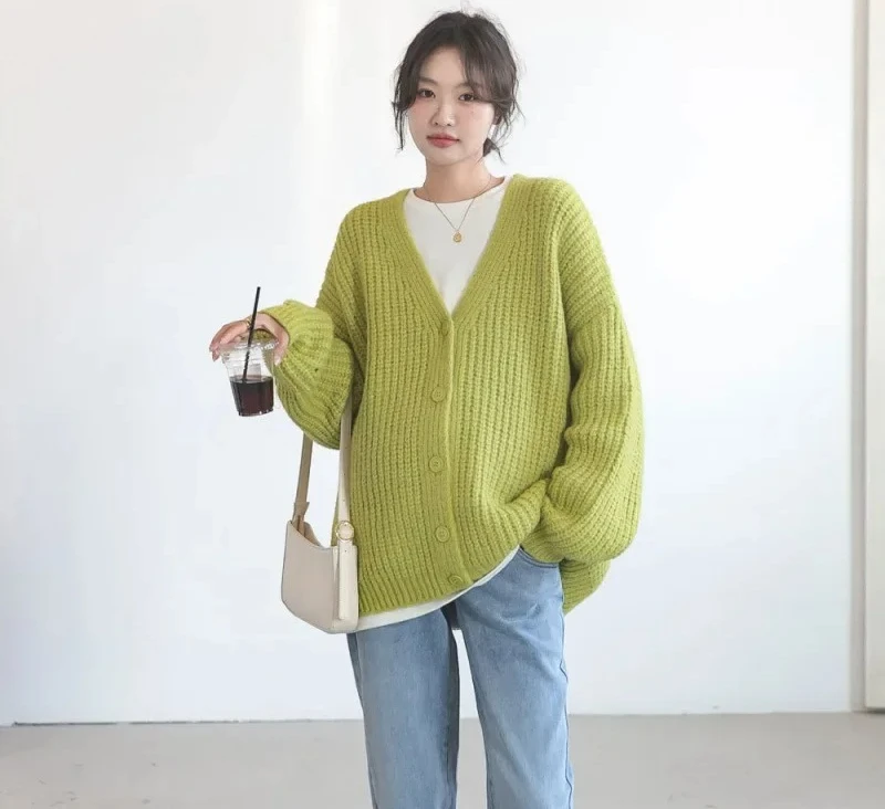 Doce curto de malha aberta cardigan feminino design solto primavera outono moda pequena