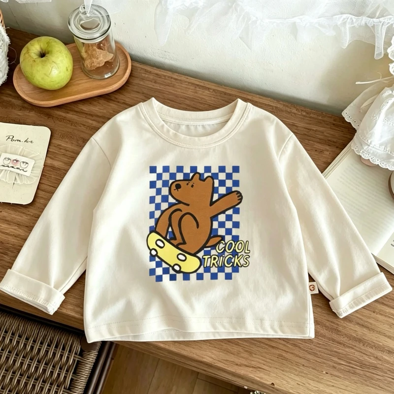 Long-sleeved Tops Children New Design Printed TShirt Spring Summer Wear Round Neck Base Shirt Toddler Fashion Casual Clothing