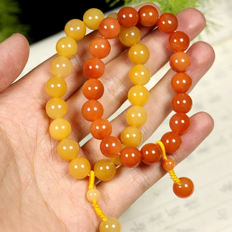 

Оптовая продажа: Модный женский браслет ручной работы из золотого шелка и нефрита, плетеный из круглых бусин