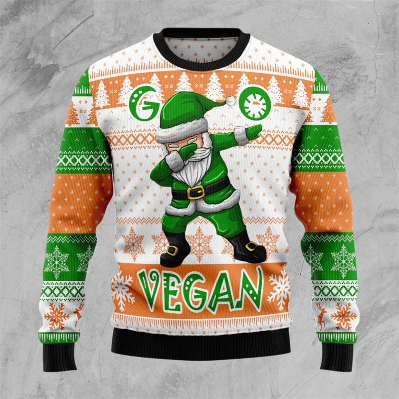 New In Vegans Ugly Christmas Sweater Fashion Funny Holiday Xmas 3D Printed Men Women Sweatshirt Trend Streetwear Pullovers Tops