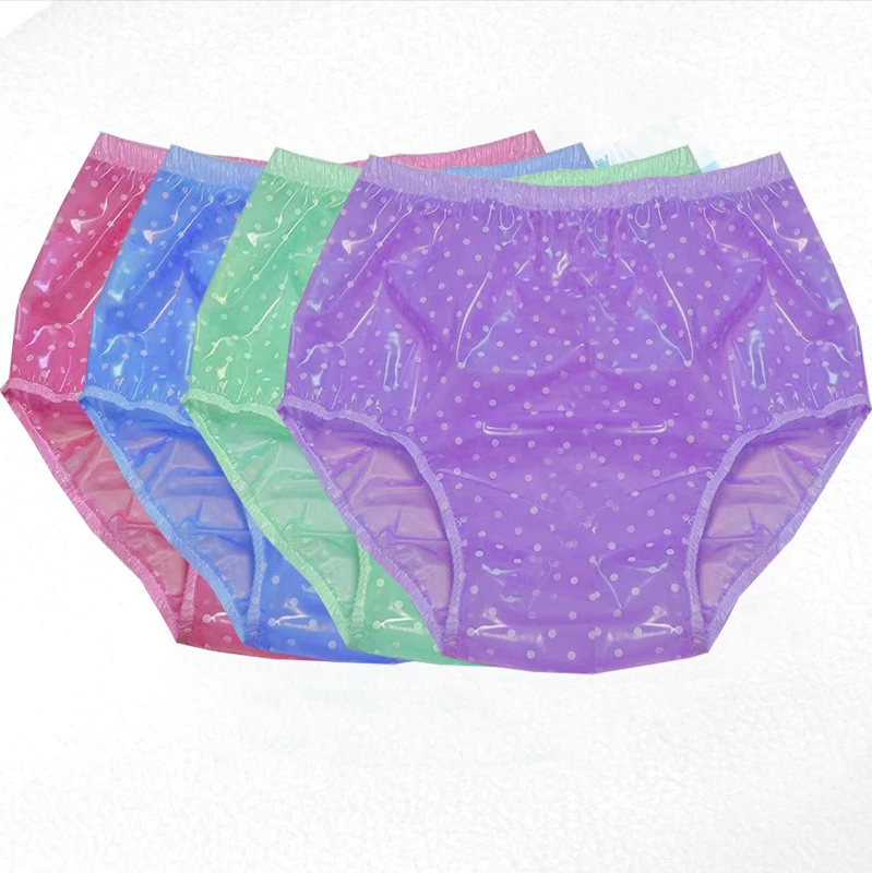 Polka Dot Transparent PVC Underpants Adult Baby ABDL Sexy Panties Incontinence Shorts Plastic Pants Clear Nappies Unisex