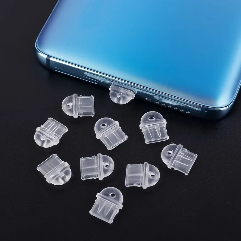 1-10PCS DIY Anti Dust Plug Transparent Charge Port Dust Plug for IPhone Type C Android Plug Stopper Protection Cap Phone Pendant