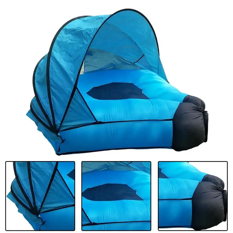 Inflatable Sofa Air Recliner Sofa With Tent Windproof Air Pump Free Lounger UV-Resistant Fishing Camping Outdoor Party Picnic