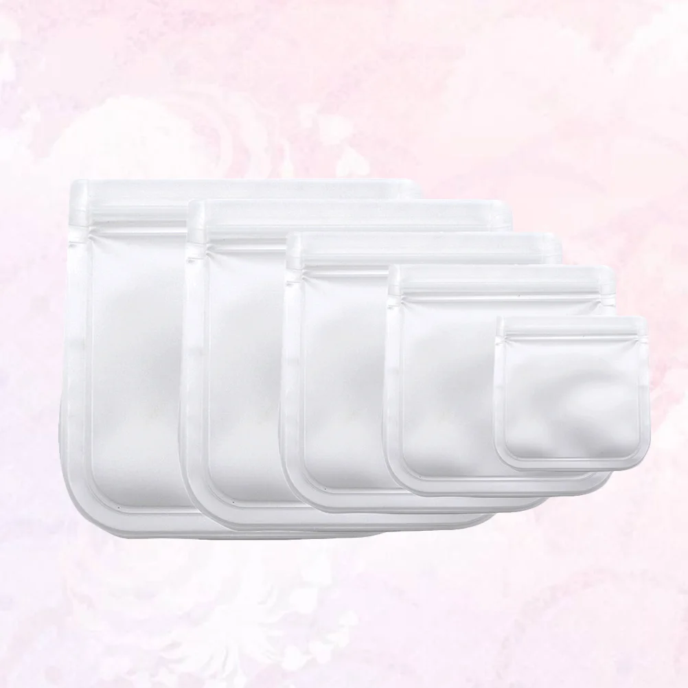 

5 pcs Food Storage Bags Frosted Plastic Sealable Long Zipper Leak Proof Kitchen Organizer For Meat Fruit Vegetable Juice