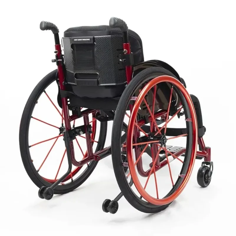 Sports Wheelchair, Height Adjustable and Replaceable Aluminum Backrest 1 Year Warranty Lightweight Portable Foldable