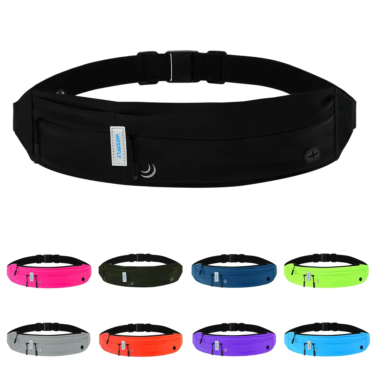 

Running Belt Fanny Pack, Water-Resistant Slim Waist Bag, Marathon Jogging Workout Phone Holder For Men Women, Black, Adjustable Size