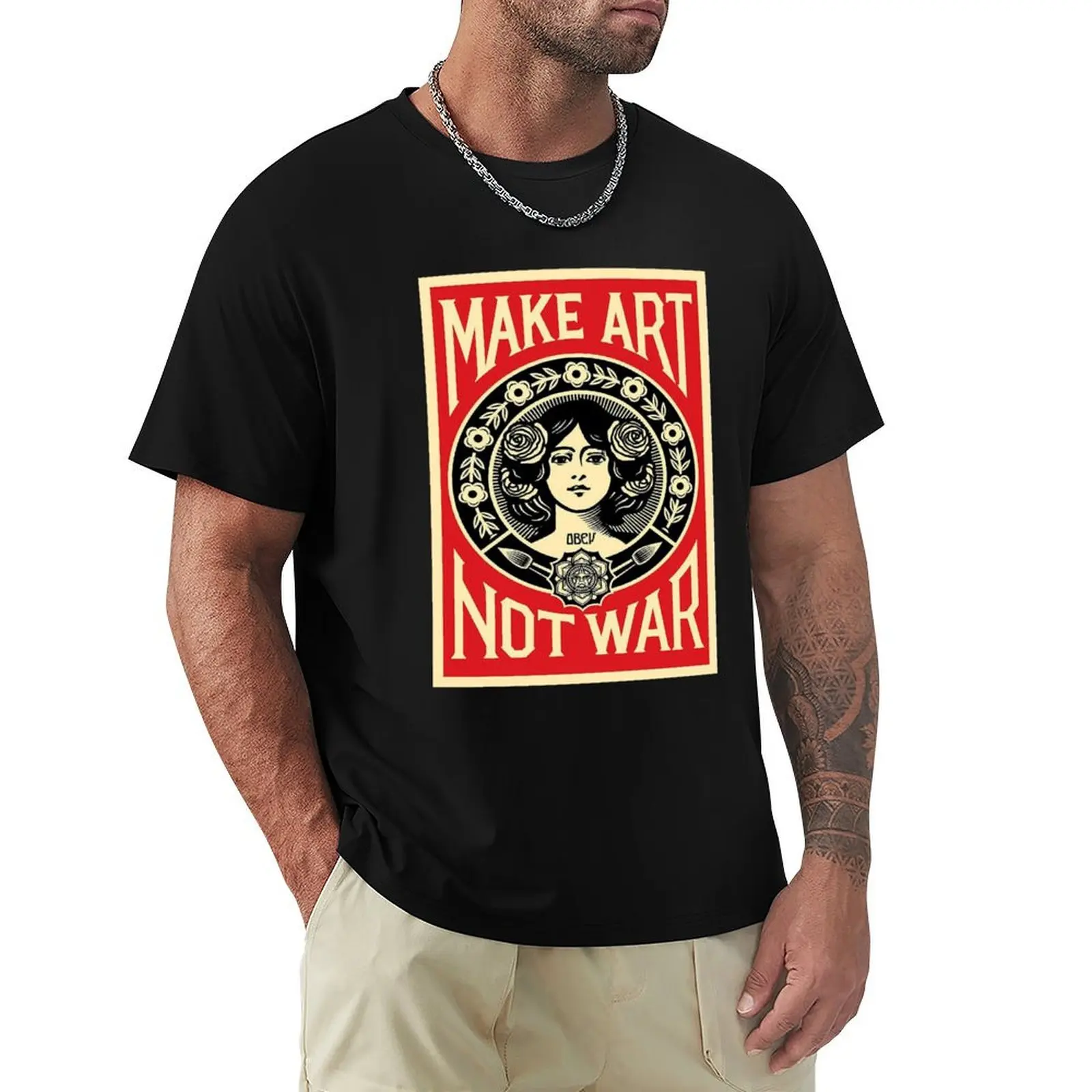 

Футболка Art by Shepard Fairey, Shepard Fairey Art urbain, футболки большого размера, незаменимая футболка черного цвета, мужская футболка