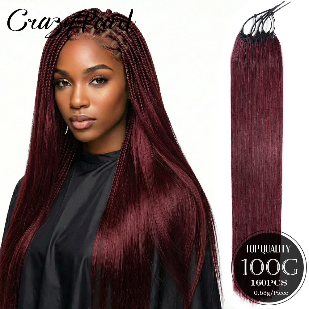 

Straight Crochet Human Hair Extension Knotless Pre-Separated Crochet Hair Extensions Burgundy 99J Crochet Hair Feather Line