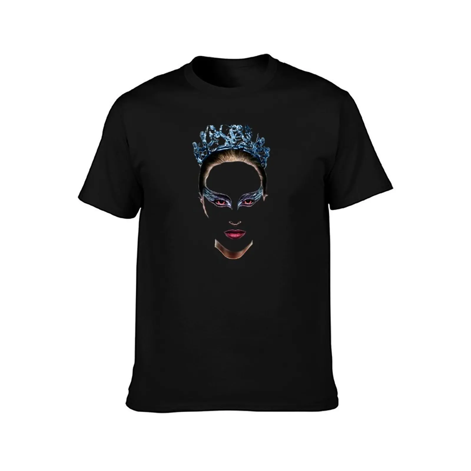 Black Swan face T-Shirt, Summer Casual Cotton Tee, Oversized Streetwear Tops, Vintage Graphic Print, Loose Fit Short Sleeve