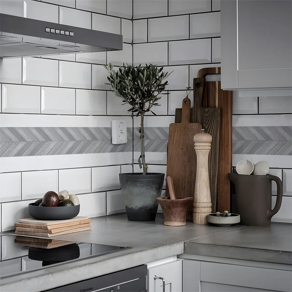 Mosaik Badezimmer Taille Linie Wandaufkleber Wasserdicht Peel & Stick Kunst Backsplash Küche Büro Sockel Linie Dekor Tapete – Detail 16