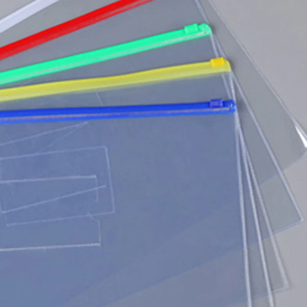 

10Pcs File Folder Transparent Zipper Document Bag Colorful Lightweight Waterproof Portable for Office School Storage Pouch