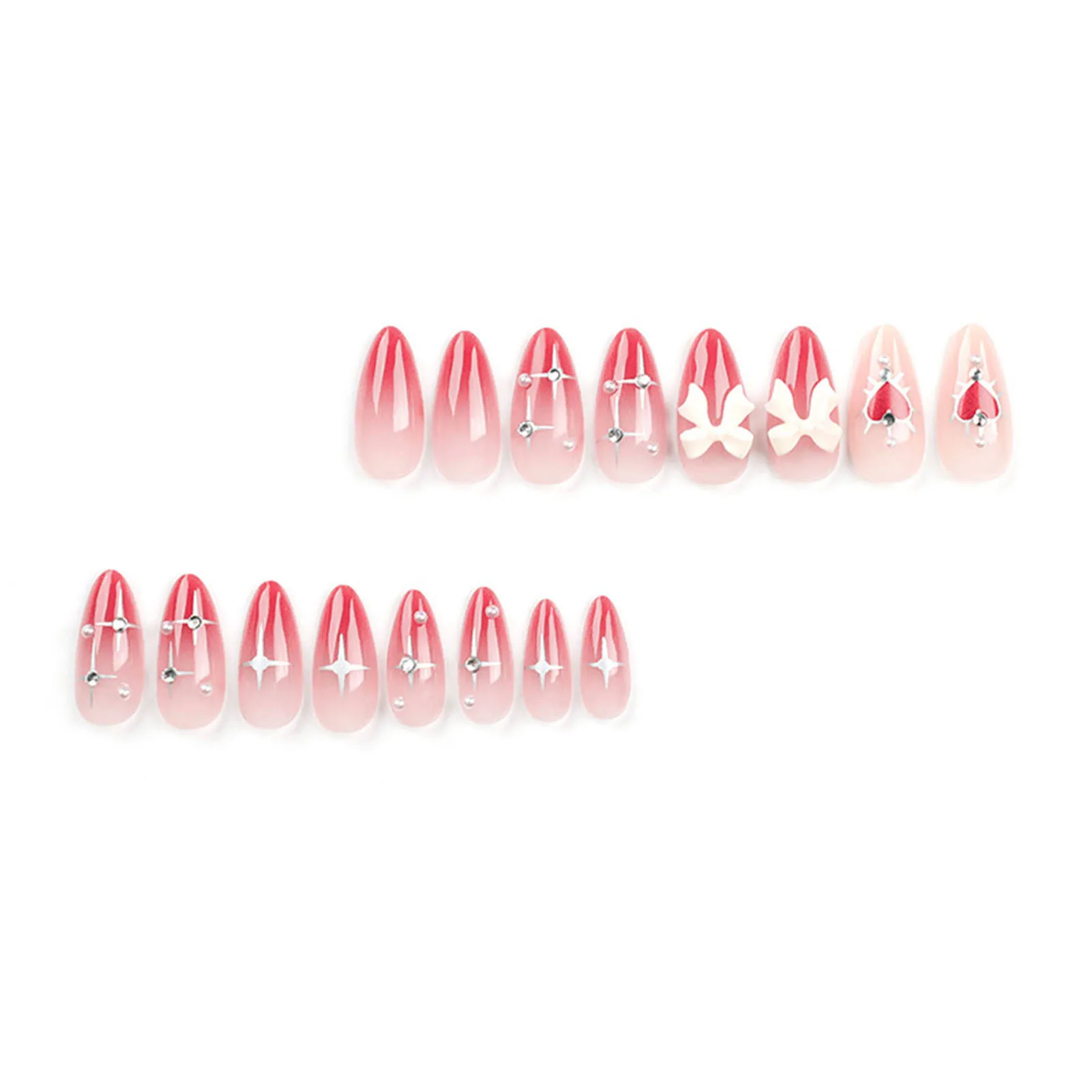 Almond False Nail for Women Shiny Rhinestones Decor Gothic Style Artificial Nail for Women and Girls Nail Decoration