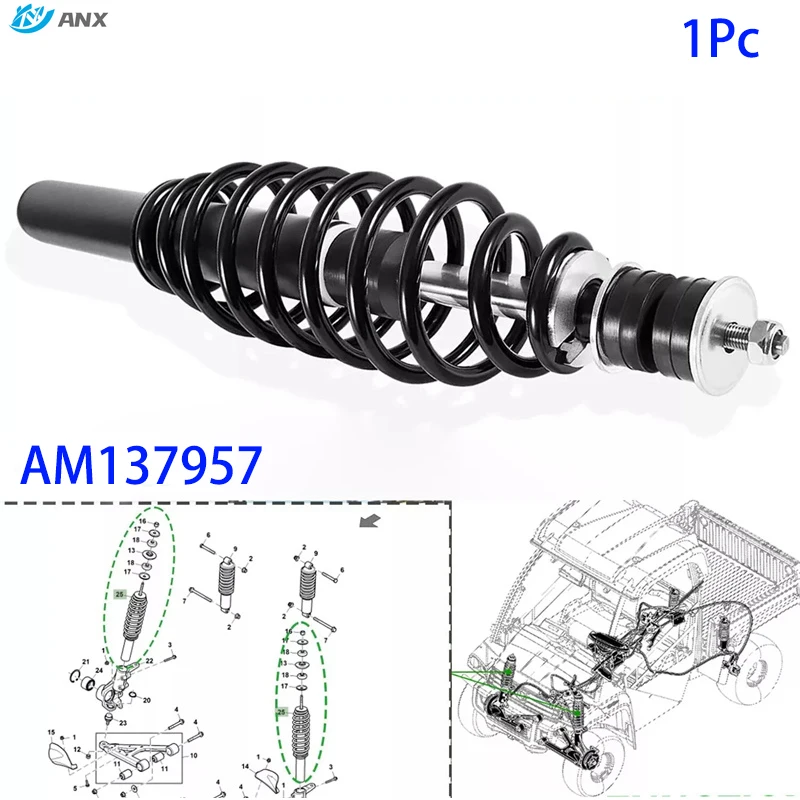 Amortiguador Delantero Izquierdo o Derecho ANX para John Deere Gator UTV AM137957 AM135372 para HPX, HPX 615E, 815E, XUV620I, XUV850D